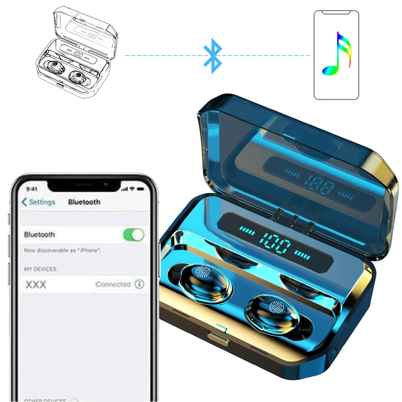 Беспроводные наушники TWS Bluetooth 5 0 HiFi IPX7 водонепроницаемые гарнитура с сенсорным