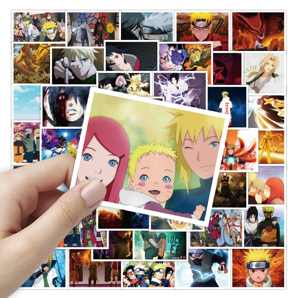 50pcs Bandai Naruto Stickers for Laptop Bike Stationery Waterproof Anime Cartoon Figure Stickers Decals Toys for Children Gift