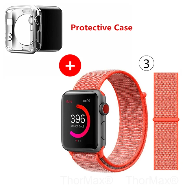 Нейлоновый спортивный бесшовный ремешок для наручных часов iwatch, 4 цвета, в полоску, легкий мягкий сплетенный ремешок для наручных часов Apple Watch 4 серии 3/2/1 38 мм 42 мм 40 мм 44 мм - Цвет ремешка: 3-Fresh Orange