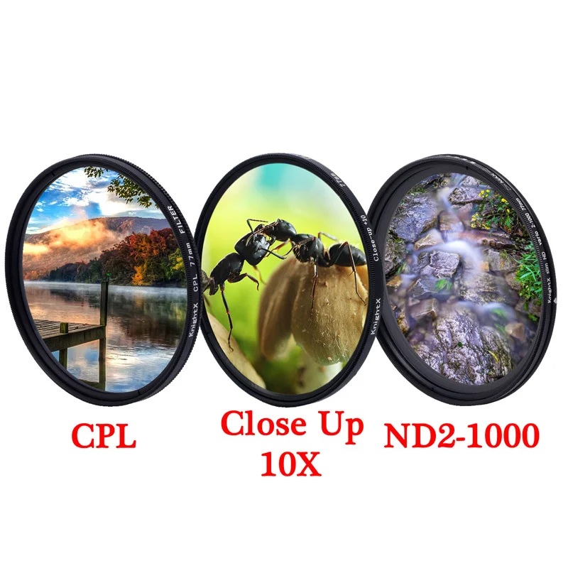 

KnightX UV CPL ND2-ND1000 variable colse up Macro ND Star Camera Lens Filter 52mm 55mm 58mm 67mm 77mm photo color light kit