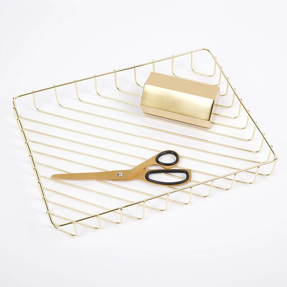 Nordic Style Metal Table Storage Basket Cosmetic Organizer Iron Rose Gold Rack Holder Home Kitchen Organizers |