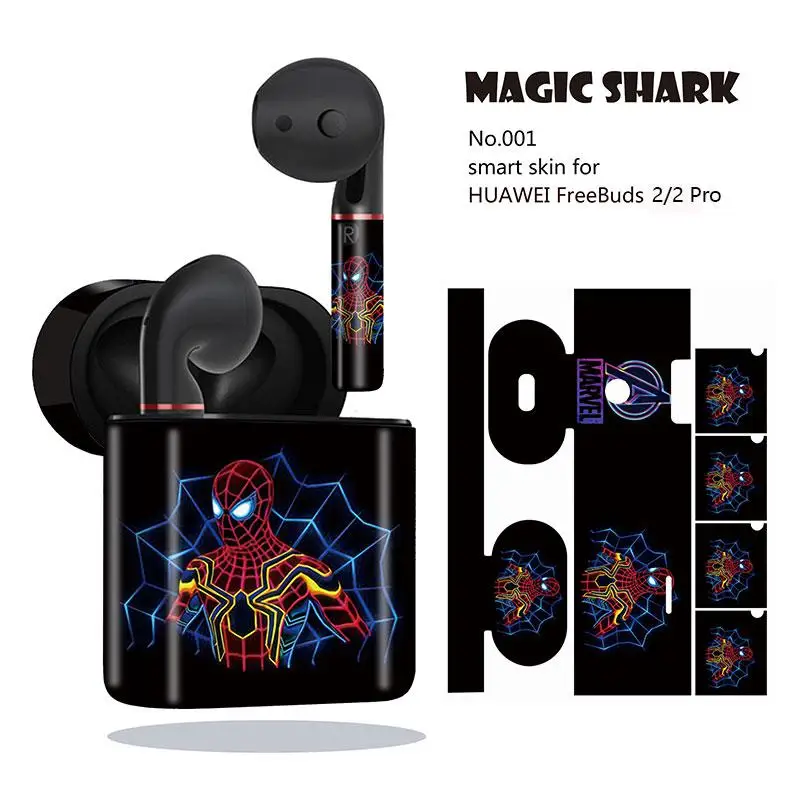 Magic Shark Marvel DC Spider Man Defensive Iron Deadpool Captain American Sticker Case for HUAWEI Freebuds 2 Pro | Мобильные