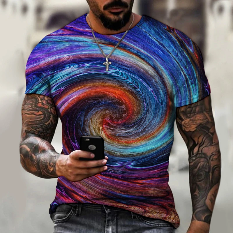 

Summer Hot-selling Digital Printing Men's Swirl Personality T-shirt Abstract Style Men's Short-sleeved Casual Top Size XXS-6XL