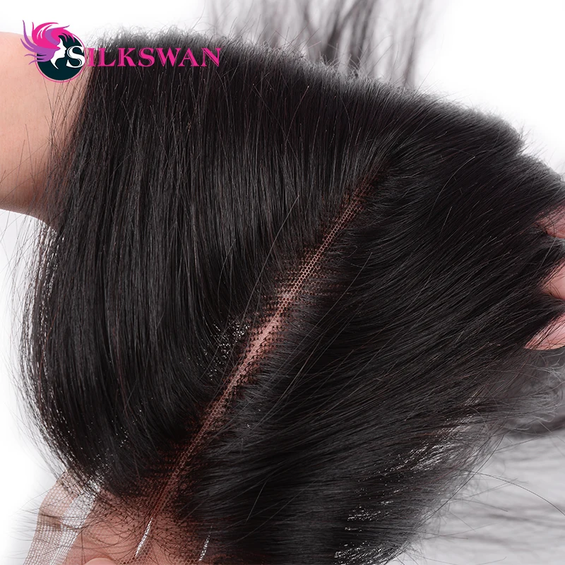 Ким K 2x6 Кружева Закрытие Silkswan волосы перуанские Волосы remy пряди с закрытием волосы пряди для черный Для женщин глубокий средняя часть