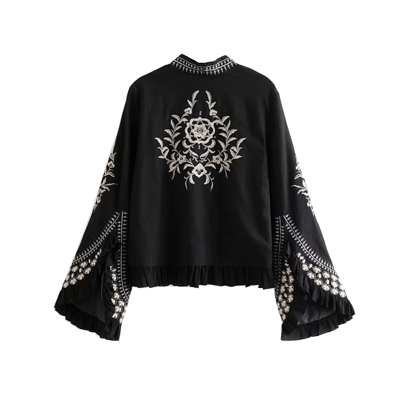 Женские 2019 мода длинный в этническом стиле рукав фонарик верхняя одежда