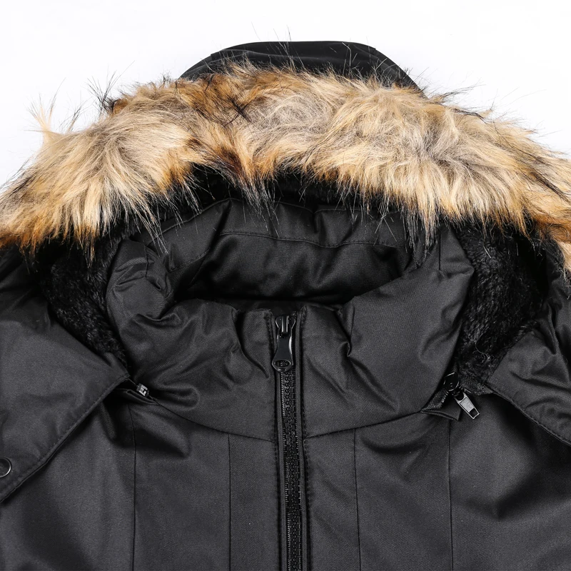 

Fur Faux Winter Men Collar Parkas Thick Cotton Warm Fleece Jacket Coat Men Hooded Pockets Outwear Waterproof Jackets Parka Men