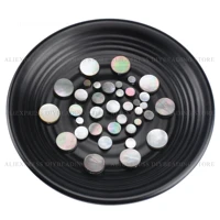 10 50 pc natural black mop shell round disc flat back coin spacer beads for earring necklace making supply 6 20mm 2 side holes
