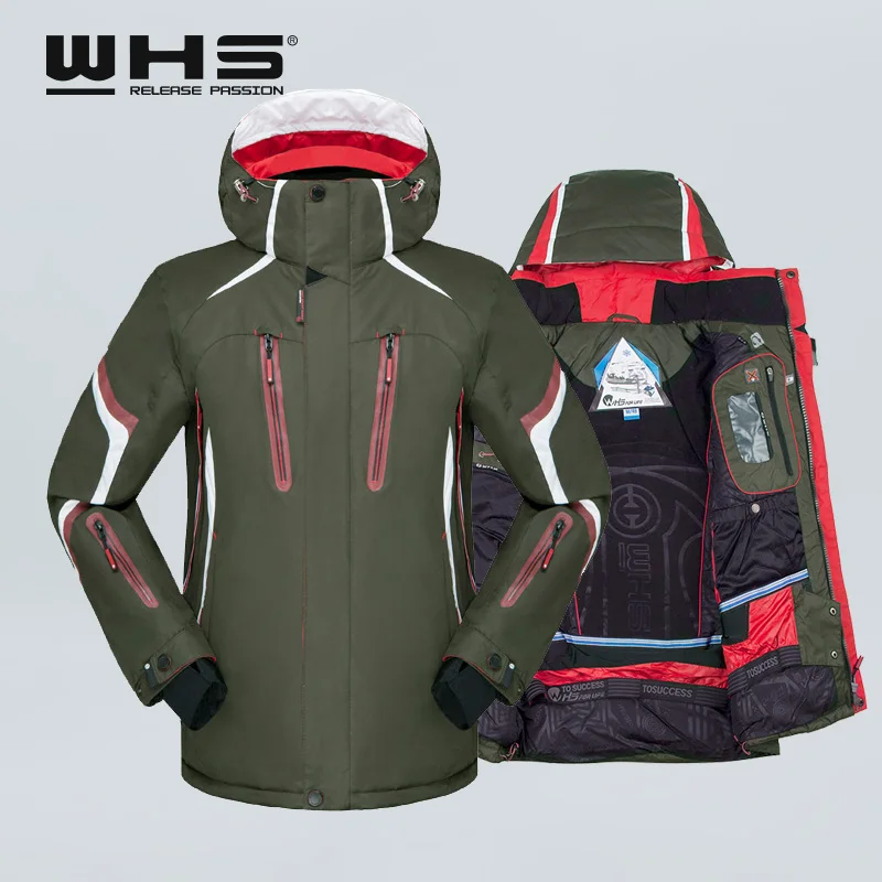 WHS Мужская куртка ветрозащитная теплая водонепроницаемая для сноуборда зимы|ski