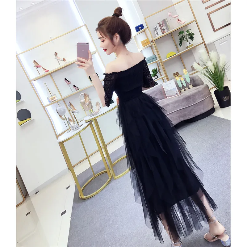 Женское платье для вечеринки розовое черное 19 весна-осень новинка корейский