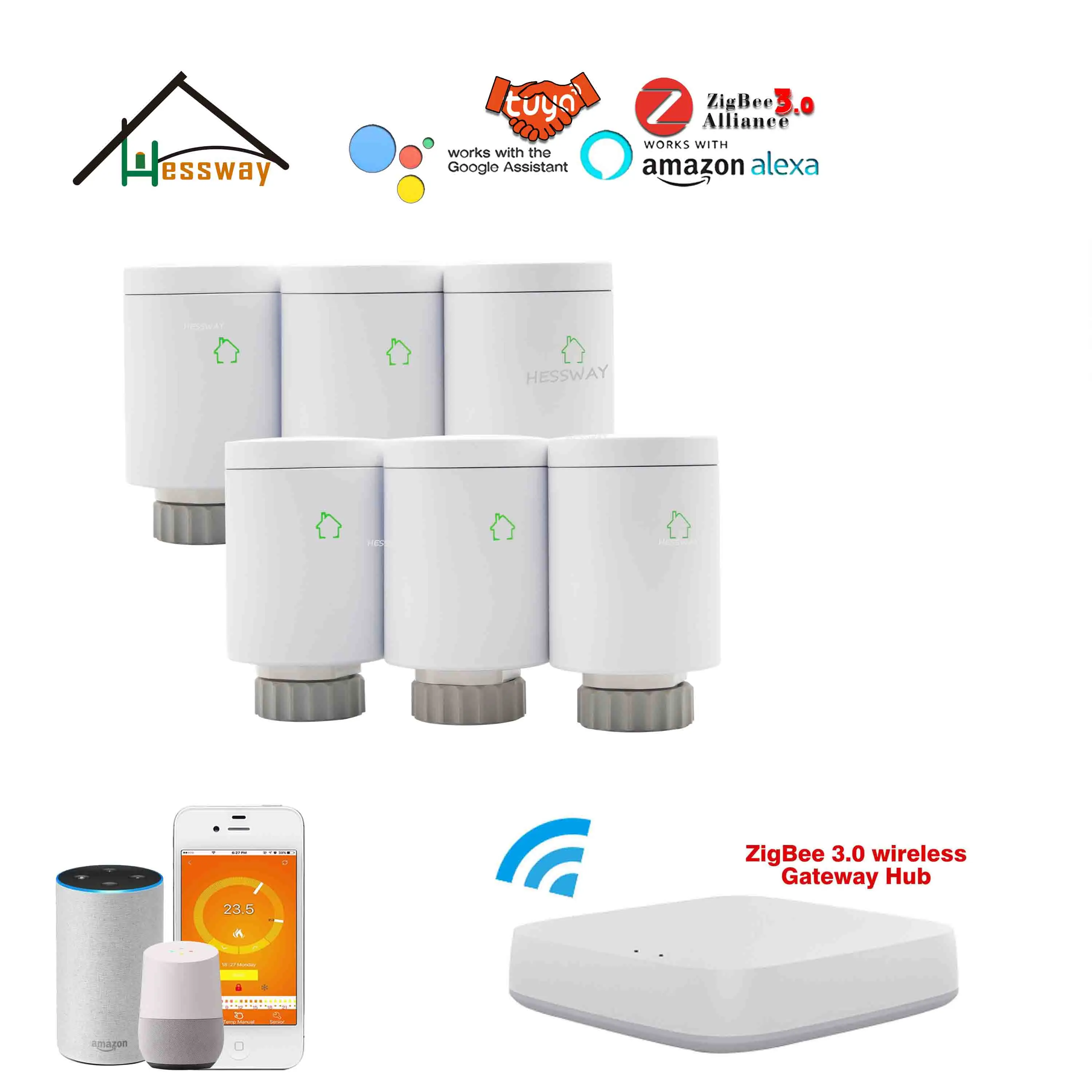 

Терморегулятор HESSWAY, Wi-Fi, tuya zigbee, клапан термостата для умного контроля ворот, излучающий пол с подогревом