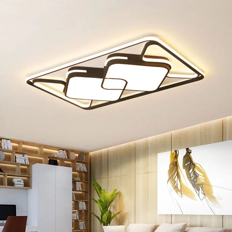 

Led Ceiling Light Modern Home Black Frame Large Ceiling Lamp For Living Room Bedroom Dining Room Indoor Decoration Luminaires