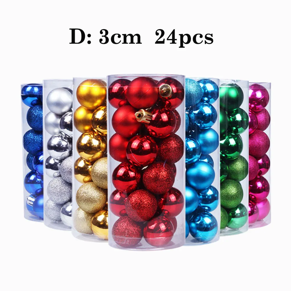 

24Pcs 3Cm Christmas Tree Decoration Ball Ornaments Christmas Holiday Party Decoration 2022 New Year's Eve Ornaments