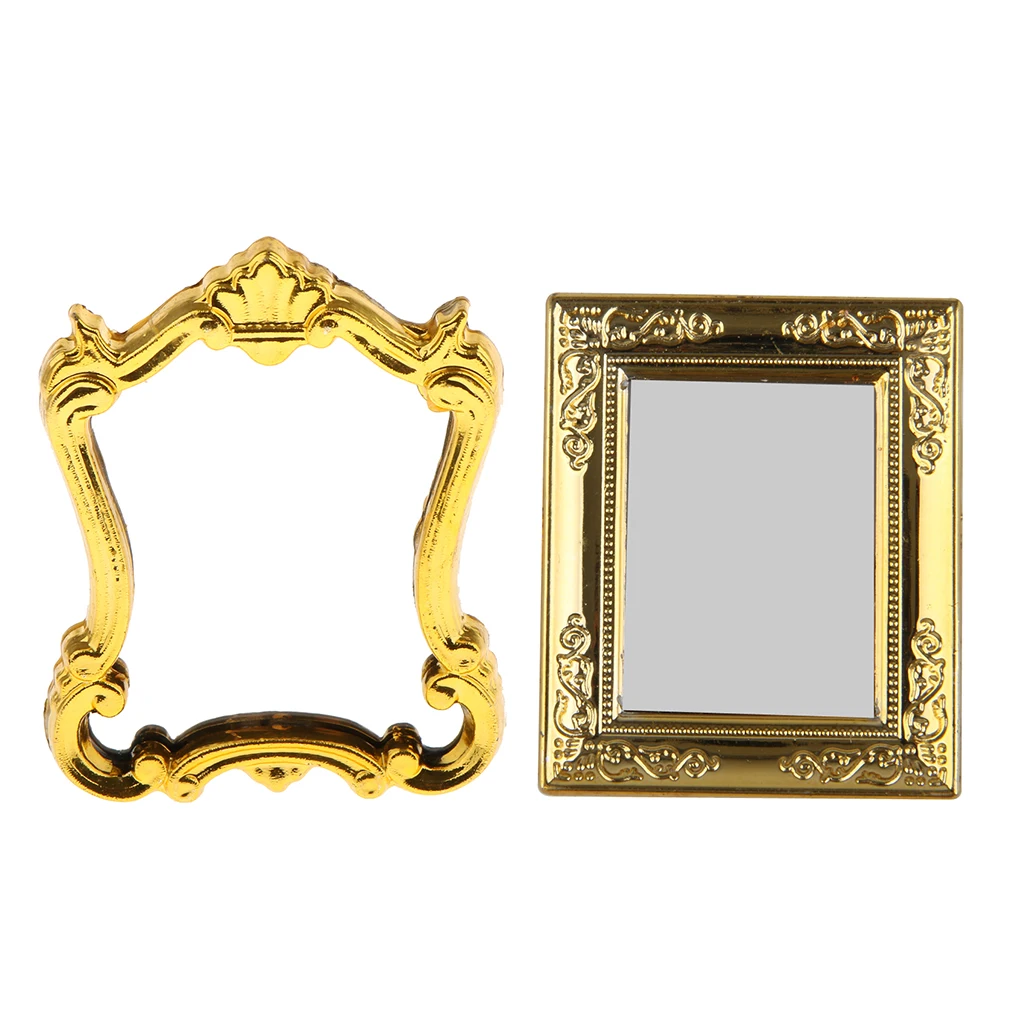 

2pcs European Style Mirror Dollhouse Miniature Bathroom Bedroom Furniture 1:12