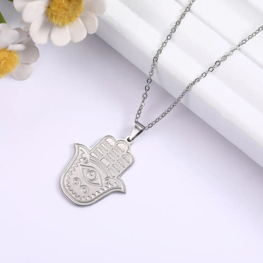 LIKGREAT кулон Рука Фатимы Хамса ожерелье для женщин цепочка из нержавеющей стали