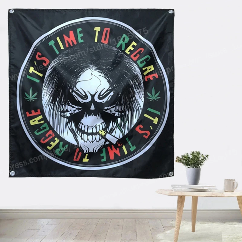 It Is The Time Flag Banner Music Rock Rasta Reggae Jamaica Home Decoration Hanging 4 Gromments 4*4FT 120*120CM |