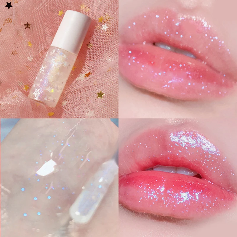 

Glitter Jelly Lip Gloss Shimmer Mirror Liquid Lipstick Non Stick Lip Tint Waterproof Female Makeup Long Lasting Cosmetic 6 Color