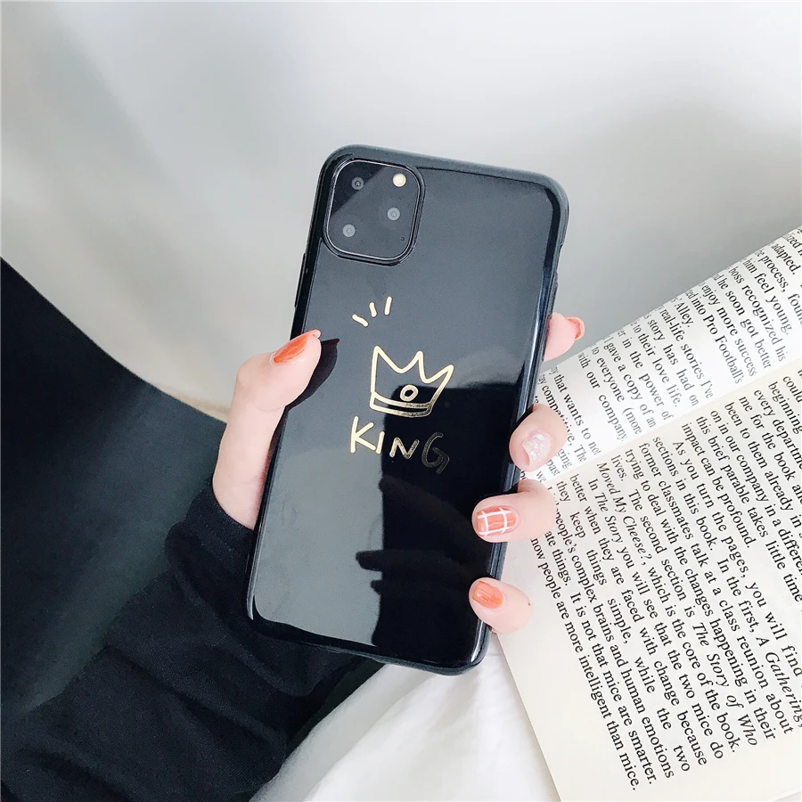 15 Роскошный чехол для пары для iPhone 6, 6s, 7, 8 Plus, глянцевая корона, король, королева, буквы, мягкий ТПУ чехол для iPhone X, XS, чехол для MAX XR Capa - Цвет: 15