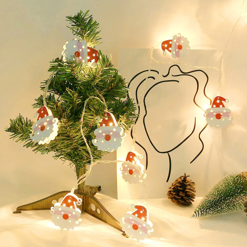 Рождественская гирлянда с Санта Клаусом 10 светодиодов на батарейках