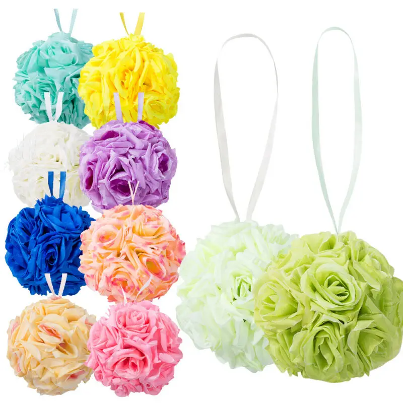 1 шт. 15 см Искусственный шелк цветок розы целовать букет из шариков центральным