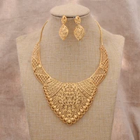 24k dubai gold color jewelry sets for women necklace earrings ring bangles bridal african wedding ornament wife gifts rings