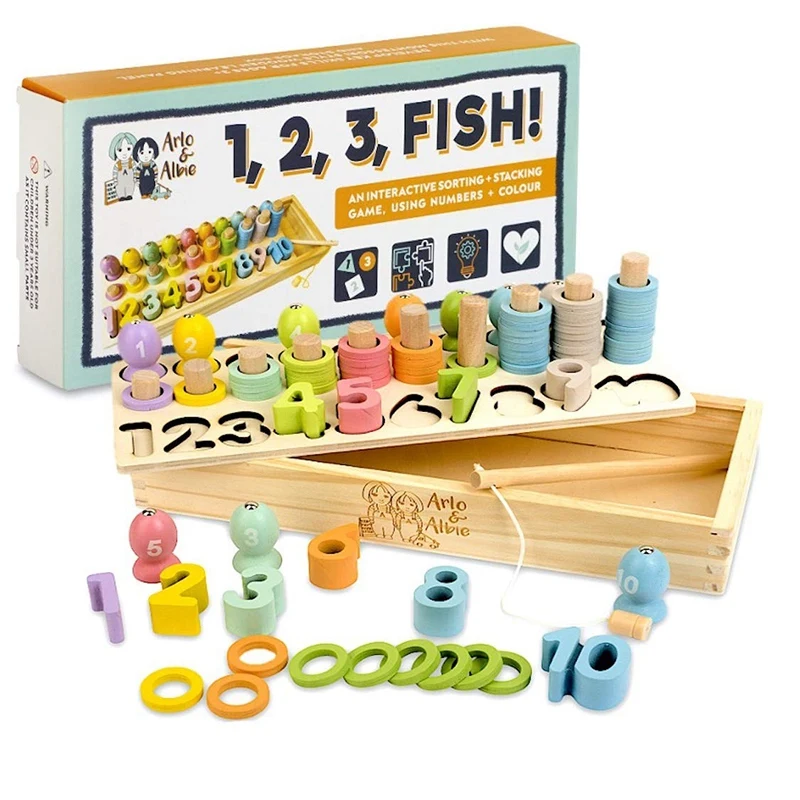 

Деревянная игрушка для рыбалки, детская Дошкольная развивающая настольная игра с подсчетом, цветная сортировка, обучающие игрушки