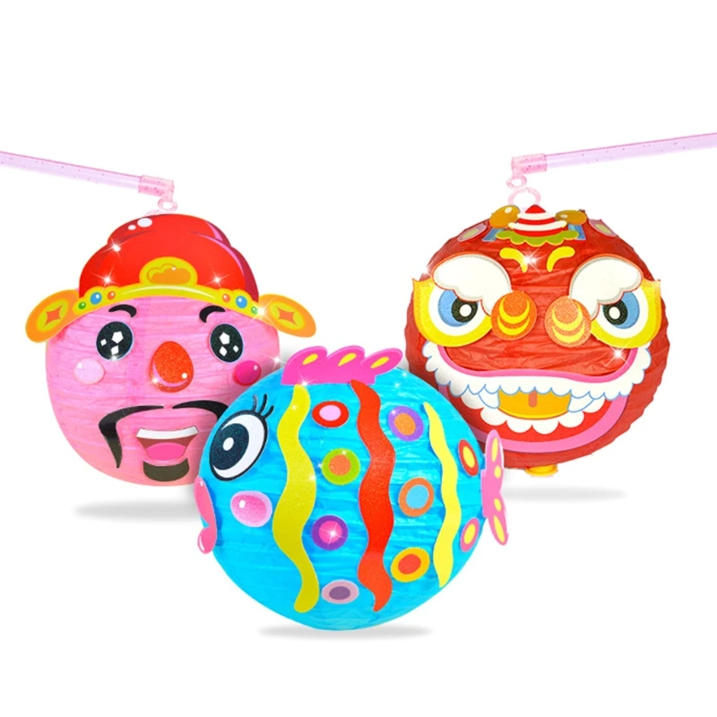 

3 Colorful Paper Lanterns 20 CM DIY Lantern Stickers