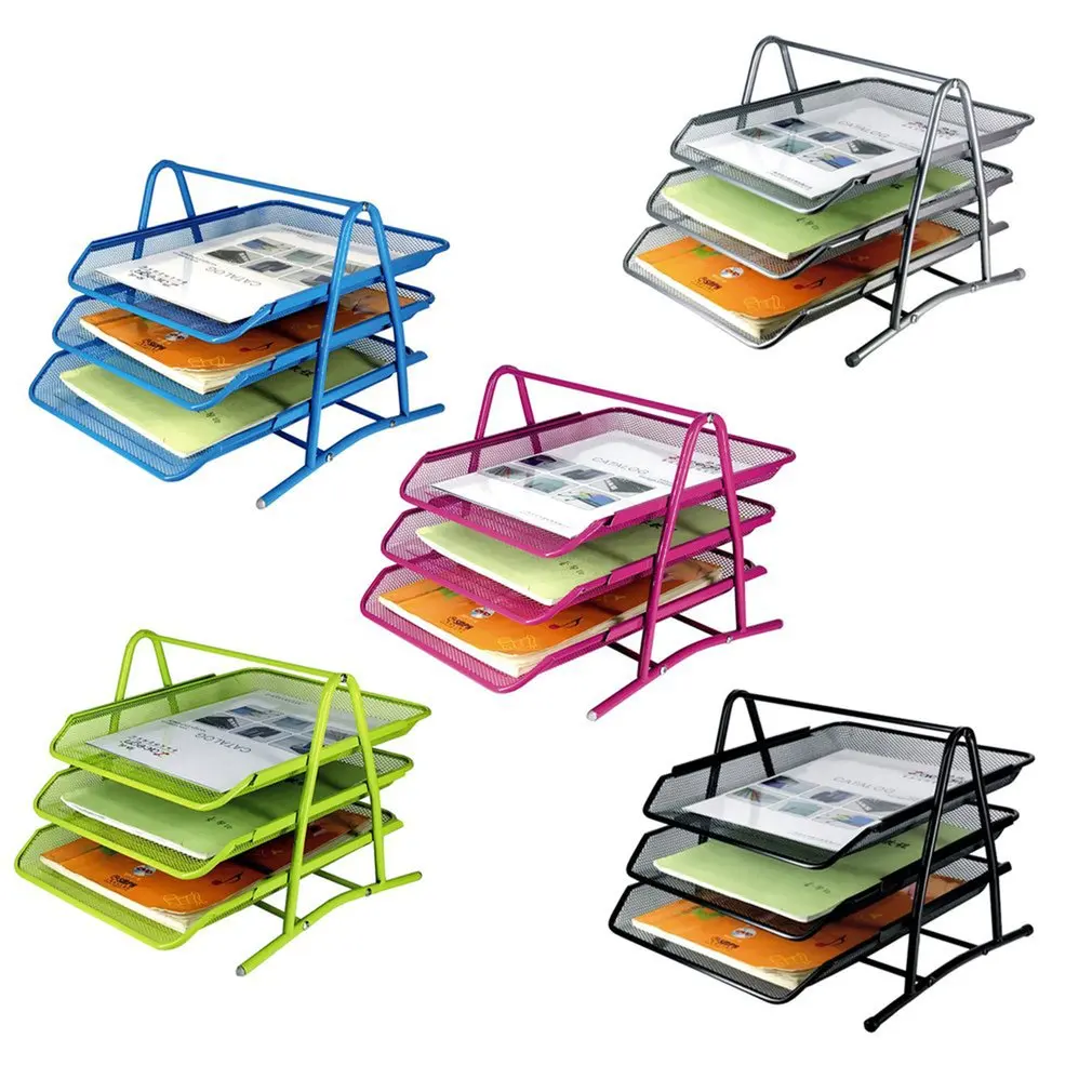 

3 Tiers Metal Mesh File Organizer Document Desktop Paper Tray Holder Magazine Rack For Home And Office