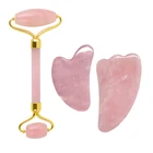 Розовый Матовый Кварцевый нефритовый ролик, фотоаксессуары для подтяжки лица, для похудения, красоты, шеи, тонкий массажер для лица против морщин