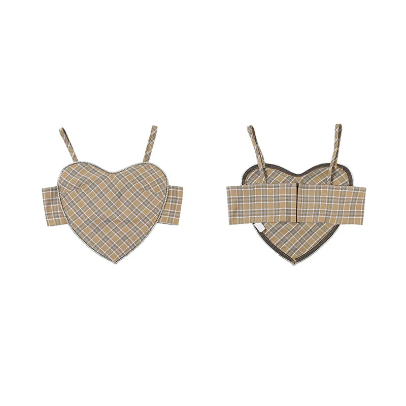 

Yitimoky Crop Tops for Women Tank Top Y2k Cute Bustier Cami Clothing Halter Sports Corset T Shirt Sexy Heart Plaid 2021 Summer