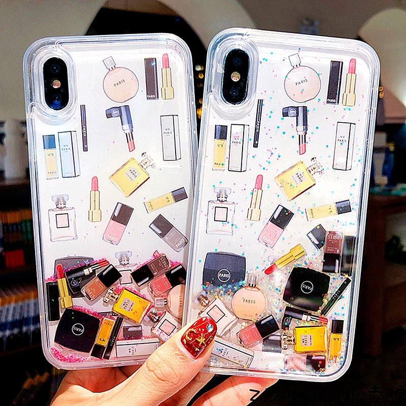 Косметический чехол с зыбучим песком для iPhone 11 6S 7 8 Plus жесткий флакон