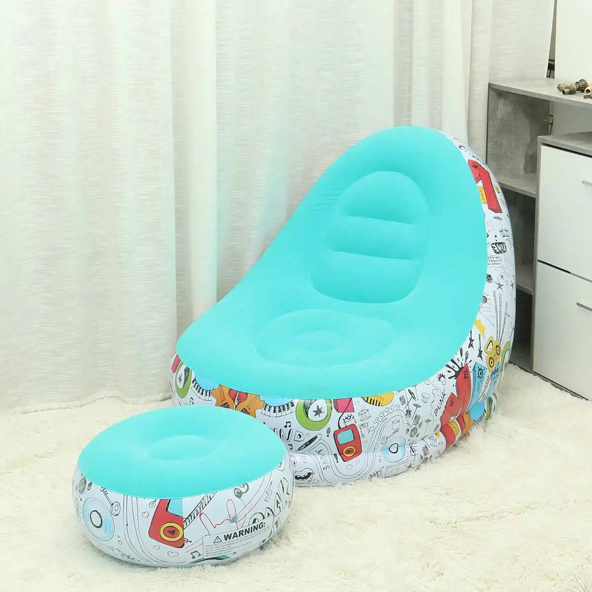 

Lazy Sofa Inflatable Bean Bag Sofa Portable Living Room Furniture Garden Sofa Tatami Chair Bed with Pedal Thickening Flocking