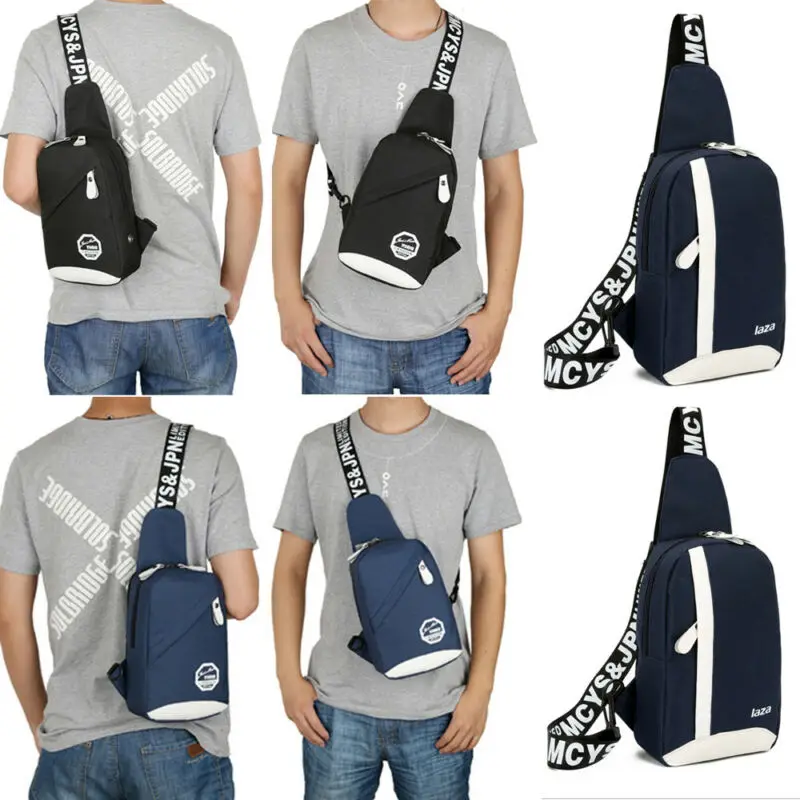

Для мужчин нейлон Спорт на открытом воздухе слинг на ремне небольшая сумка на ремешке нагрудная сумка рюкзак холст зарядка через USB спортив...