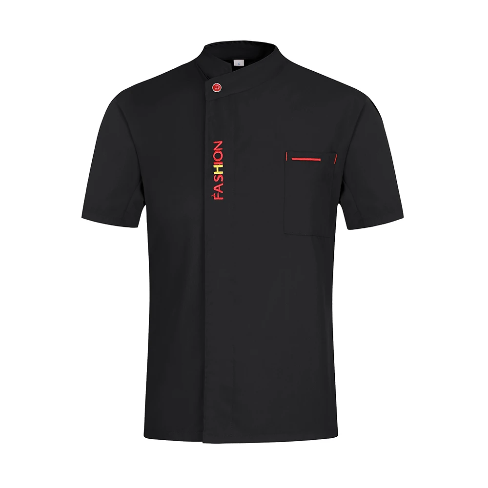 Black 2 M-3XL, высокое качество,, унисекс, кухонная плита, униформа шеф-повара, для хлебобулочных продуктов, обслуживание еды, короткий рукав, дышащая куртка шеф-повара и фартук - Цвет: Black 2