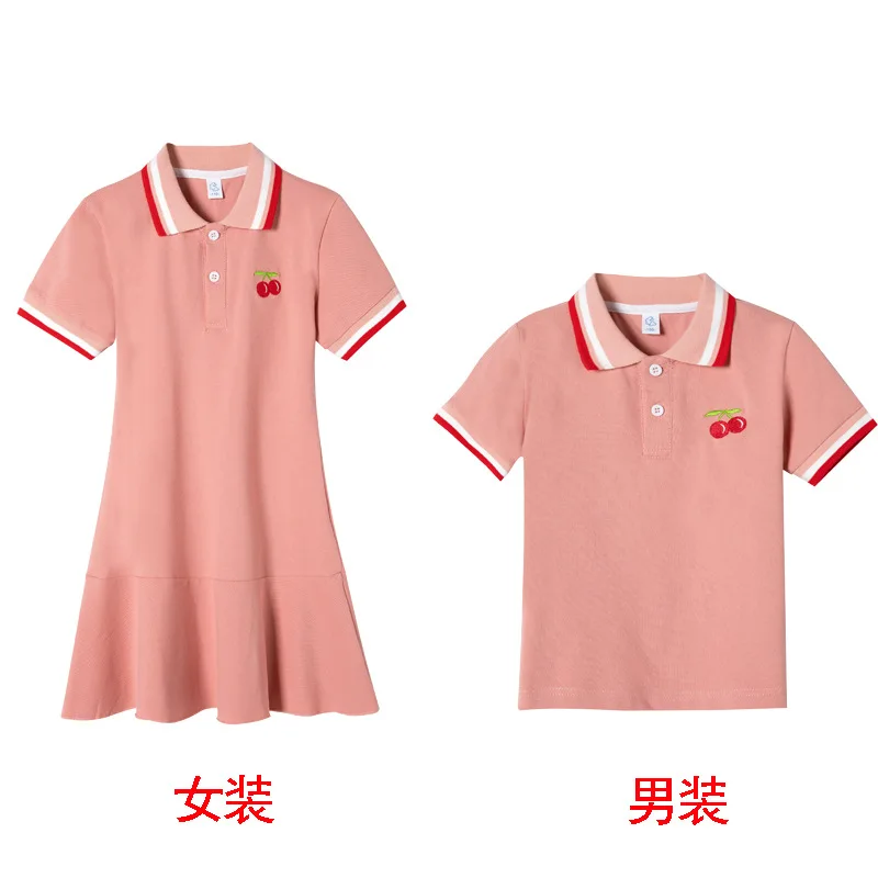 Одинаковые комплекты для семьи поло мальчиков футболка платье девочек платья