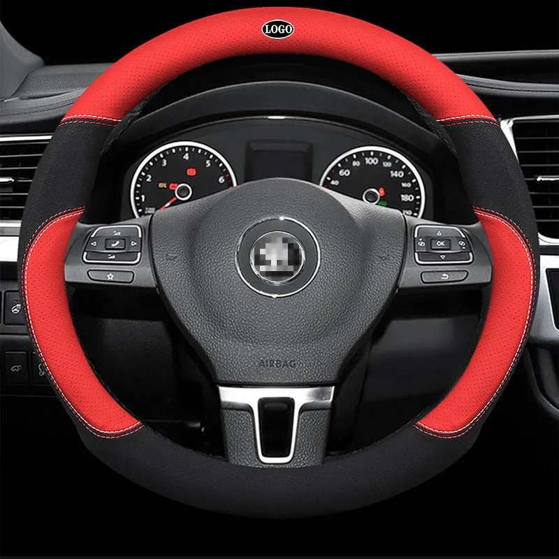 

Genuine Leather Car Steering Wheel Cover 15 inch/38cm for Skoda Rapid Octavia RS VRS Spaceback Superb Derivative Yeti Fabia 2019