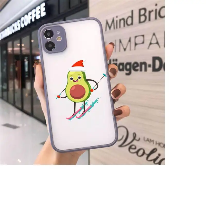 

Cute cartoon avocado fruit Phone Cases matte transparent For iphone 7 8 11 12 plus mini x xs xr pro max cover