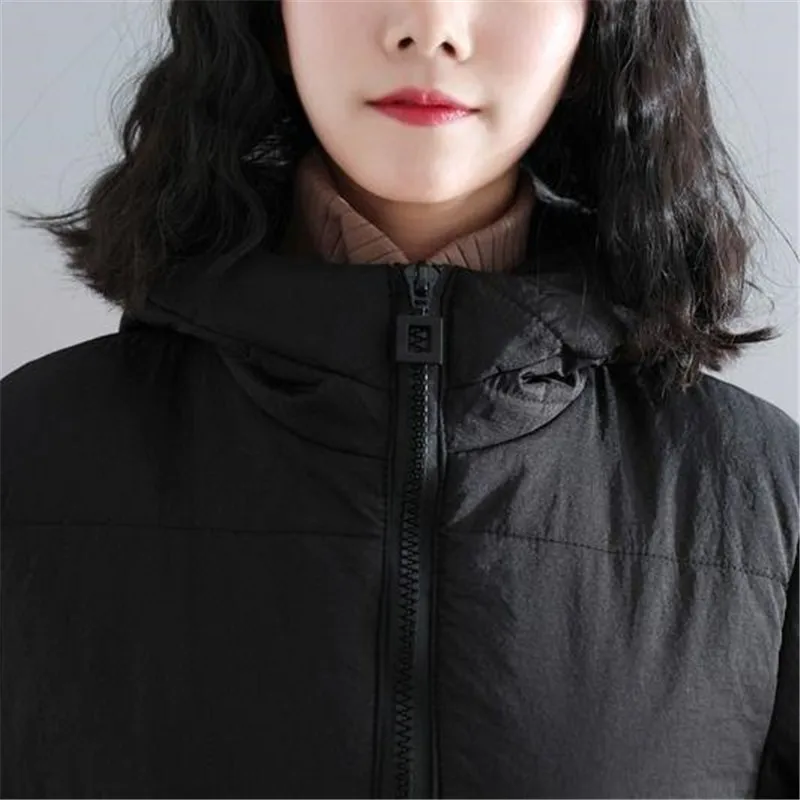 

Large Size Cotton Winter Jacket Women Big Pockets Casual Quilted Thicken Parkas Hooded Loose Oversized Coats Long Jackets C6330