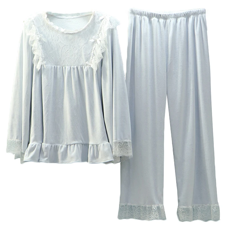 Зимняя Пижама для женщин плюс размер топ и штаны бархатные пижамные комплекты