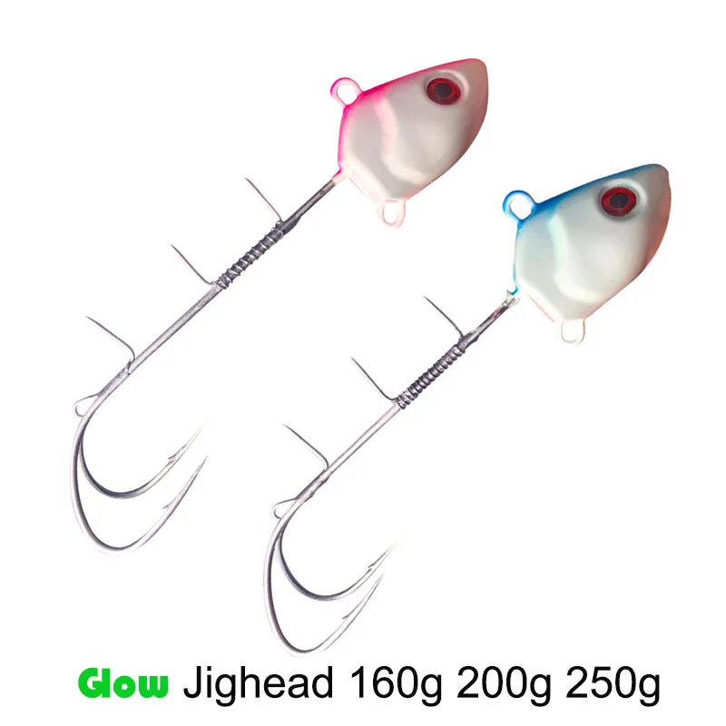

Luminous Jig Lead head Hook 160 g 200g Saltwater Fishing Tackle Double Hooks Sea bass Grouper Bait Isca Artificial Pesca
