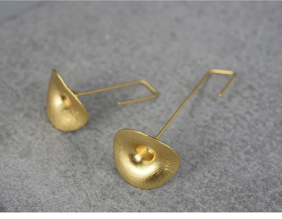 Lotus Fun, 18 K, золотые милые висячие серьги в виде соломенной кепки, настоящее 925 пробы, серебро, ручная работа, дизайнерские ювелирные изделия, серьги для женщин