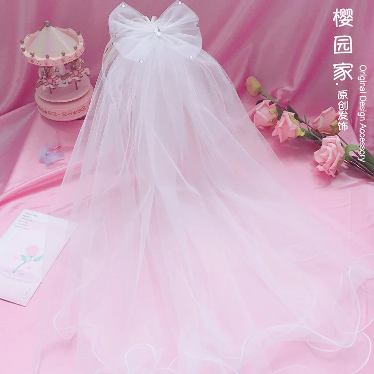 Фата в стиле &quotЛолита&quot красивая кружевная фата с жемчугом принцессы шарф для