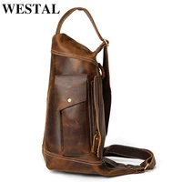 westal crazy horse leather sling bag mens genuine leather shoulder bags for men chest bags big vintage crossbody chest pack 224
