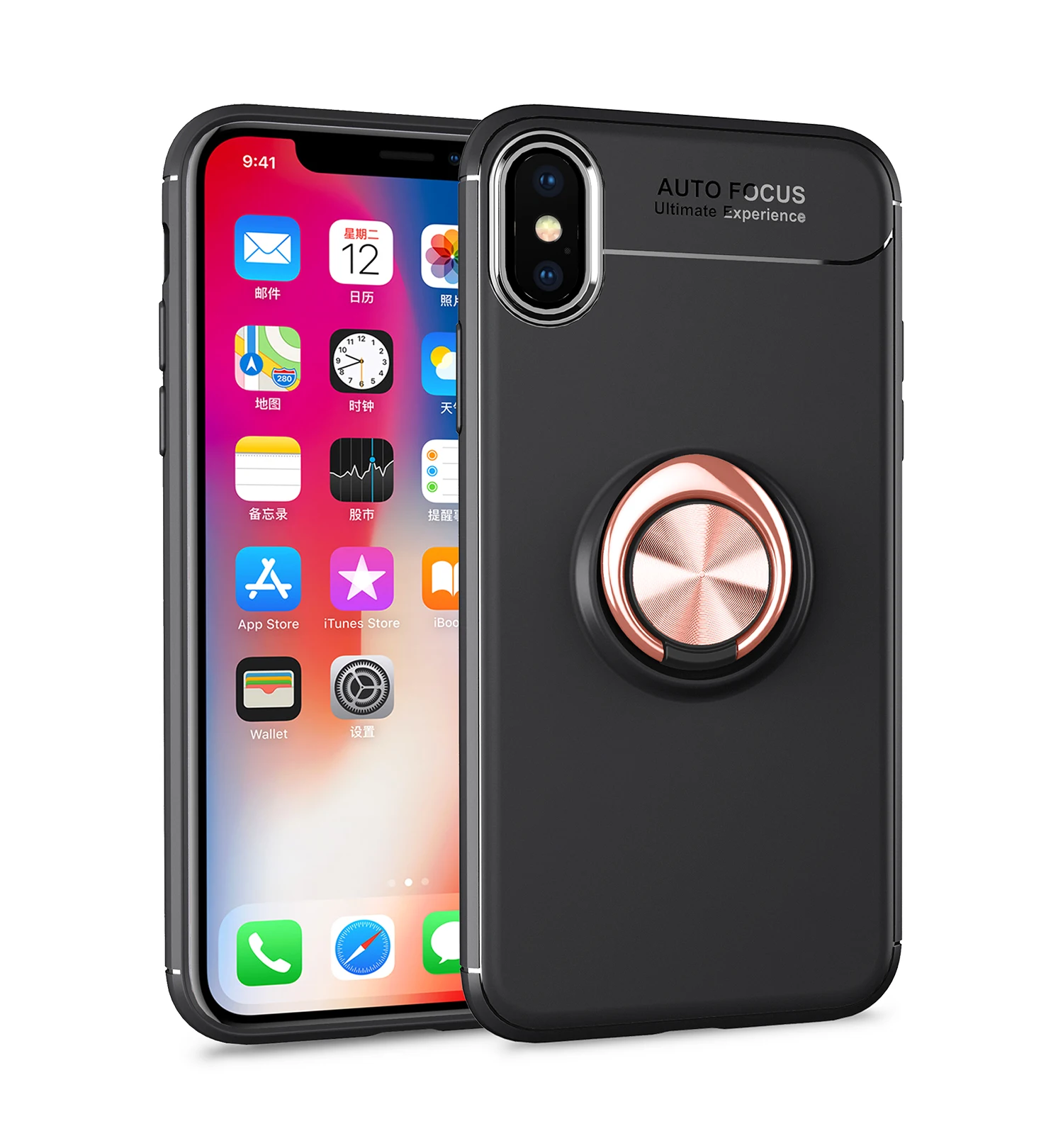 Мягкий чехол с кольцом на палец для iphone XS MAX XR 7 8 6X10 6S Plus матовый Силиконовый чехол для телефона с автофокусом - Цвет: RGB