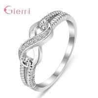 hot sale genuine 925 sterling silver round finger rings for women girls engagement wedding figure 8 shape rings jewelry