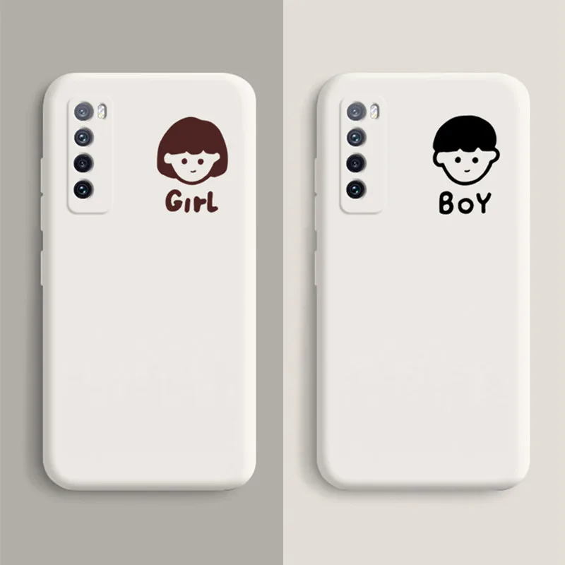 

Luxury Liquid Silicone Case For HuaWei Honour 8X Honour 10 Lite Honour 30 Lite 20 Ultrathin Cartoon lovers Avatar Soft Cover