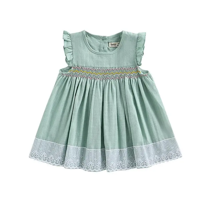 

Smocking Dresses For Baby Girl Toddler Handmade Smocked Frock Infant Green Embroidery Dress Children Boutique Spanish Clothes