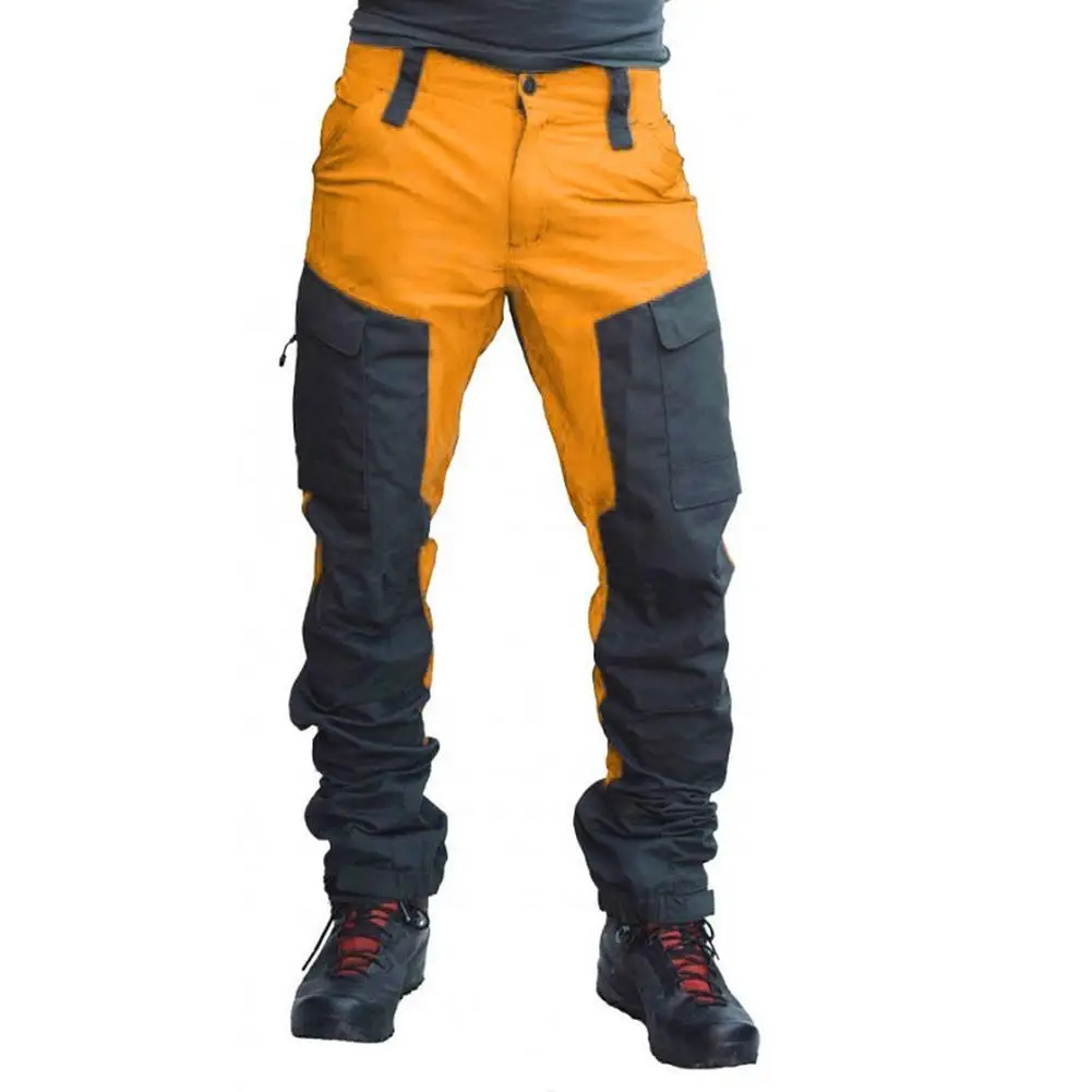 

2021 Men Trousers Fashion Color Block Multi Pockets Sports Long Cargo Pants Work Trousers Men's Clothing spodnie robocze meskie