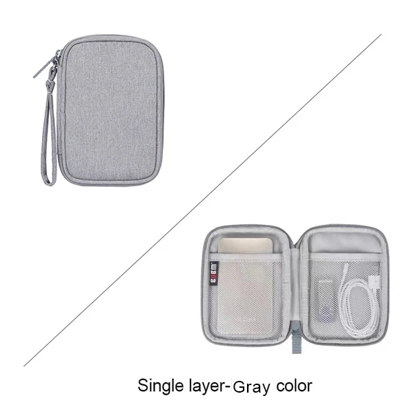 Single layer-Gray BUBM Портативный футляр для внешнего жесткого диска, мягкая защита дорожная сумка для переноски Чехол для 2,5 дюймовый внешний жесткий диск HDD/Сумка для кабелей - Цвет: Single layer-Gray