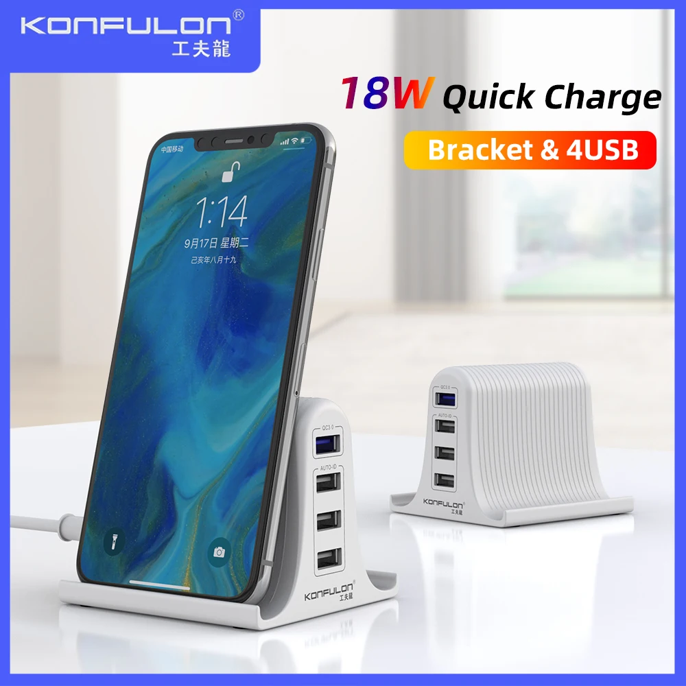 

30W Quick Charge 3.0 Multi USB Charger Mobile Phone Charger Max 3A EU US UK Destop Charger For iPhone12 QC3.0 Charger