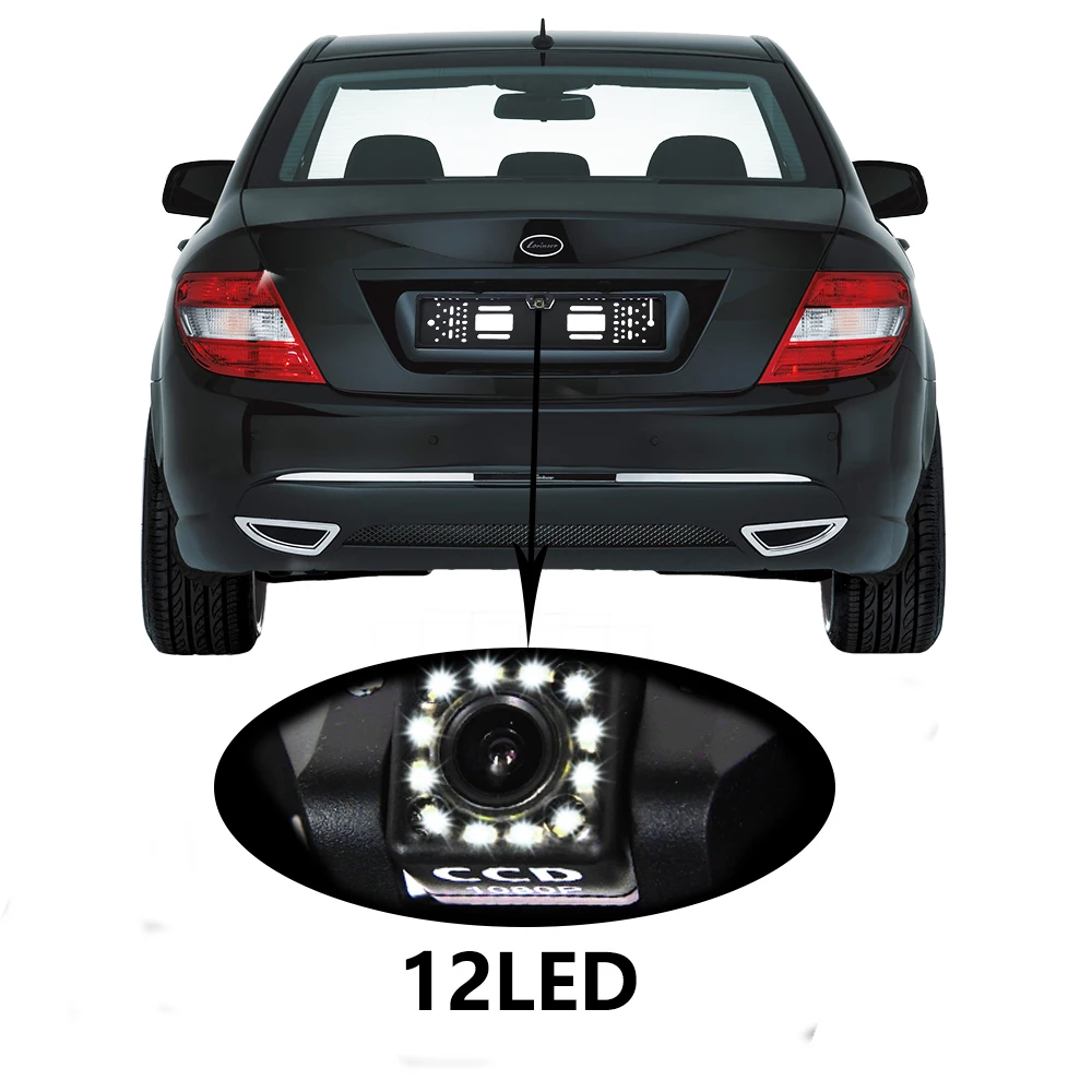 

Car Rear View Camera 12 LED Parking Assistance Sensor Kit European License Plate Frame Universal Auto Accessories 170 Degree cam